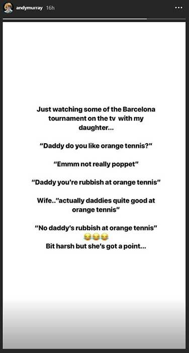 andy murray insta story
