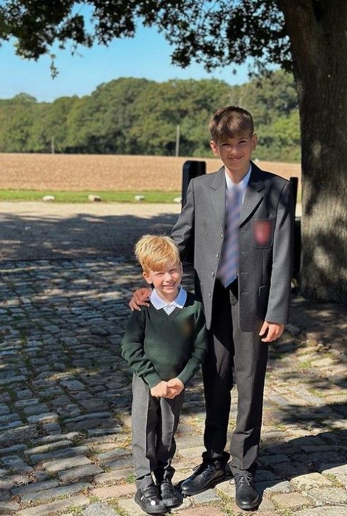 Stacey Solomon's sons pose in their uniforms together