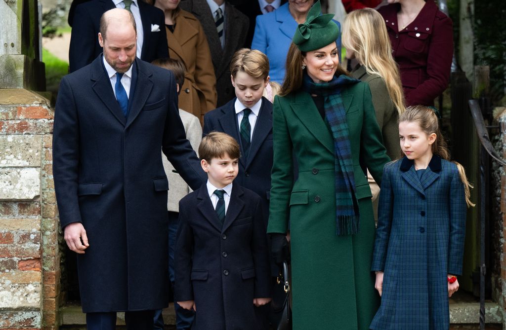 Kate Middleton and Prince George of Wales, attend the Christmas Morning Service at Sandringham Church on December 25, 2024