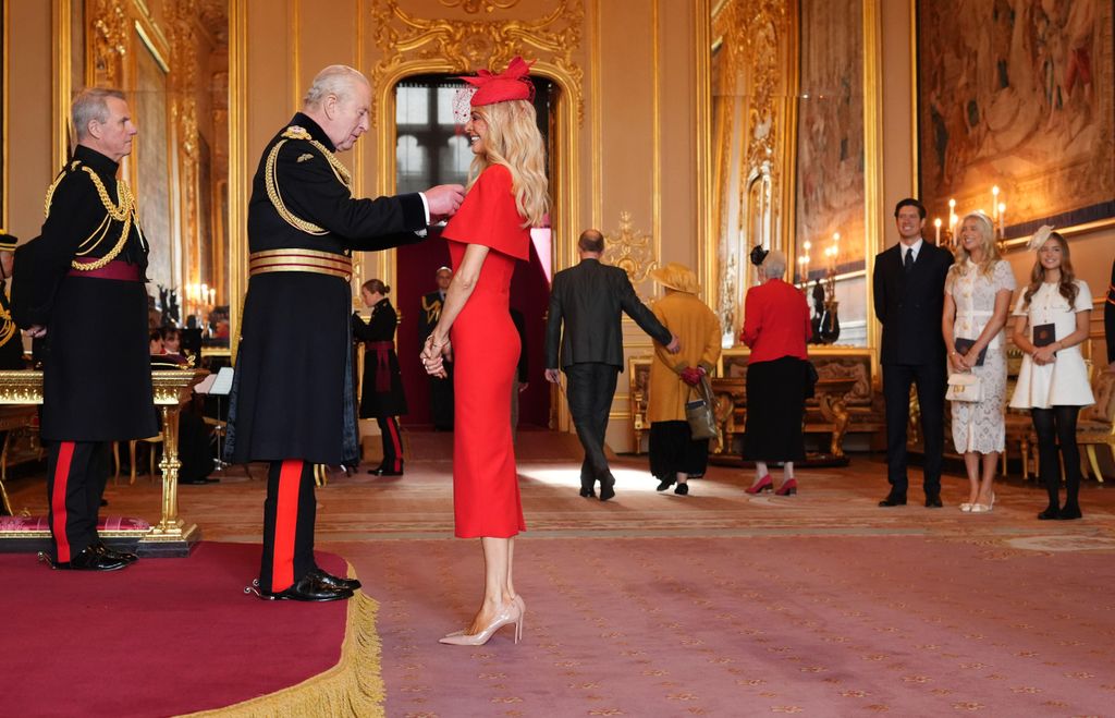 Tess Daly's family looked on while she received her MBE medal from King Charles III