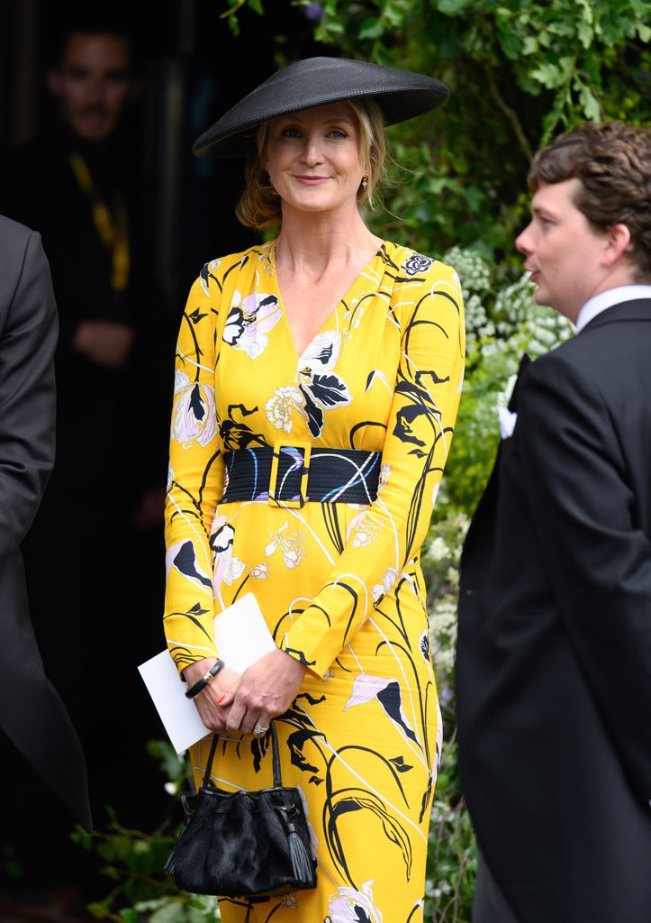 CHESTER, ENGLAND - JUNE 07: Rosie van Cutsem departs after attending the wedding of The Duke of Westminster and Miss Olivia Henson at Chester Cathedral on June 07, 2024 in Chester, England.