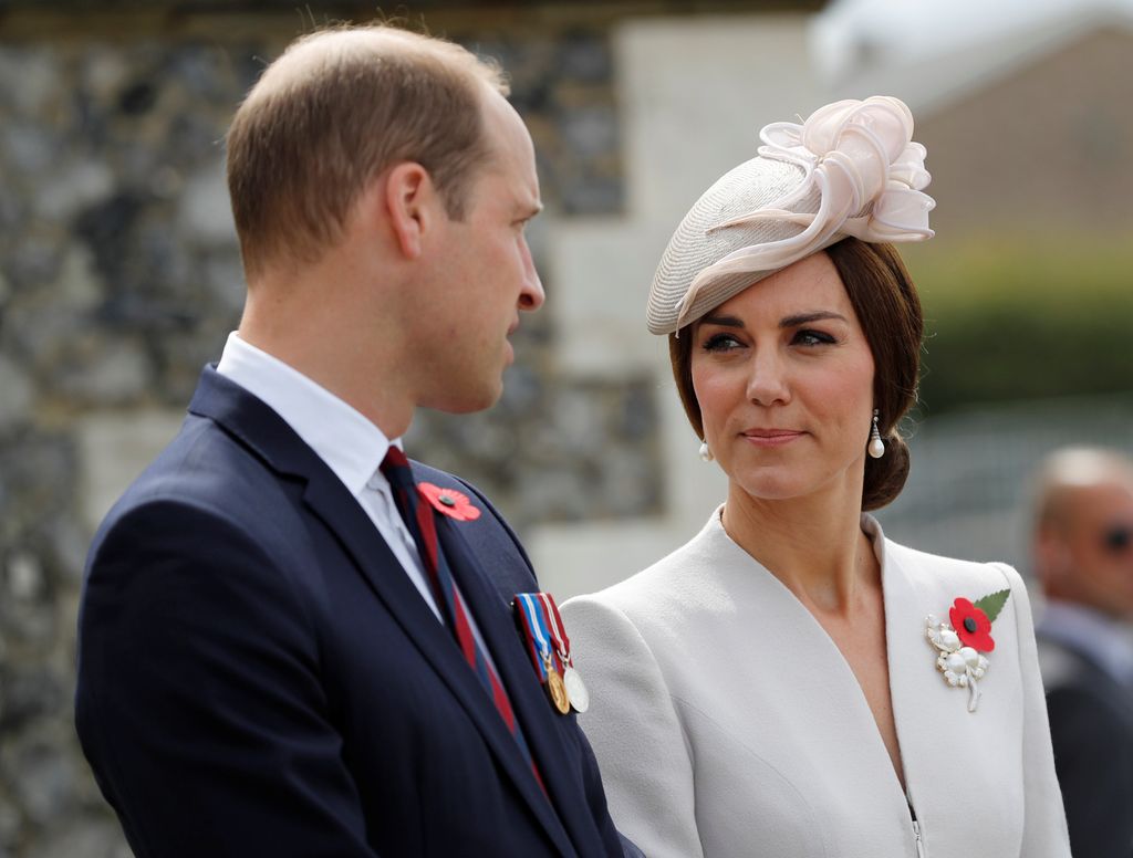 The then-Duchess of Cambridge wore the earrings to the ceremony at the Commonwealth War Graves Commisions's Tyne Cot Cemetery on July 31, 2017 in Ypres, Belgium