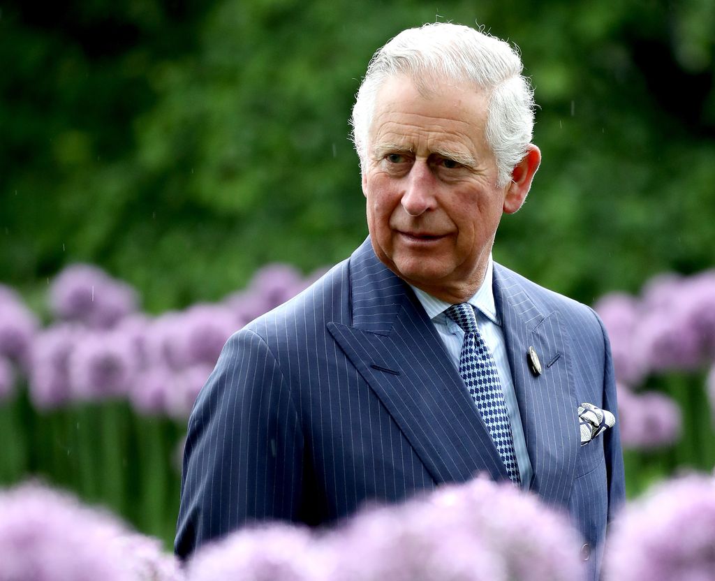 King Charles amongst the Alliums during a visit to Kew Gardens