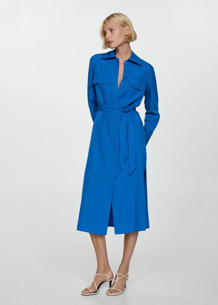 mango blue shirt dress 