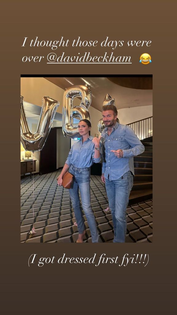 Victoria and David Beckham showcasing their double denim outfits