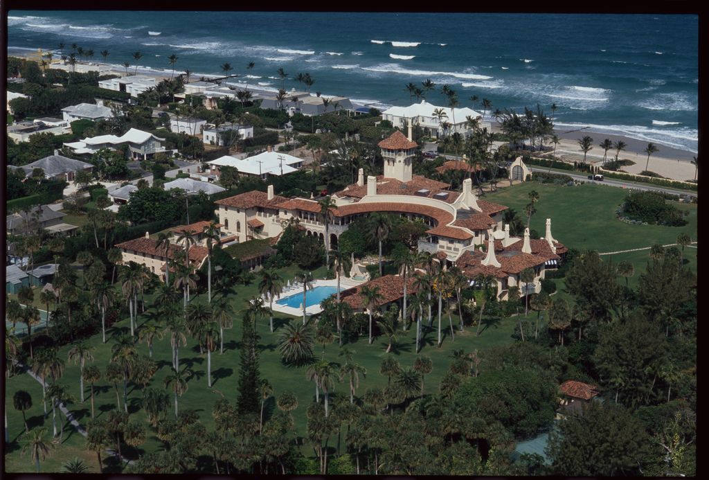 The Mar-a-Lago Estate, owned by Donald Trump, lies at the water's edge in Palm Beach, Florida. The mansion was built by Marjorie Merriweather Post in the 1920s.