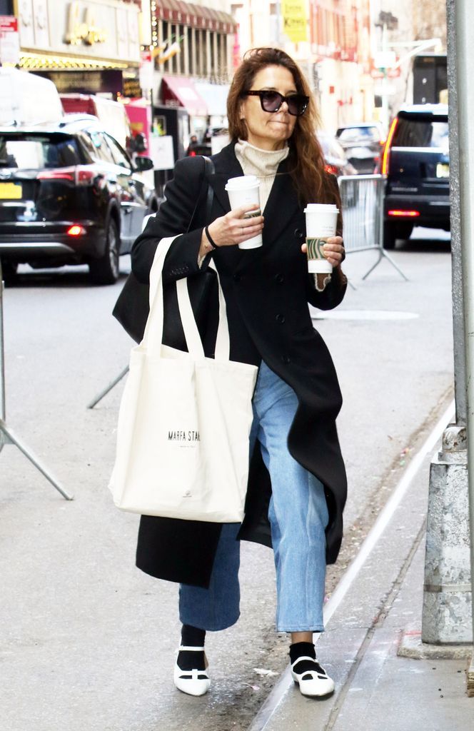 katie holmes in A.P.C during her NYC outing