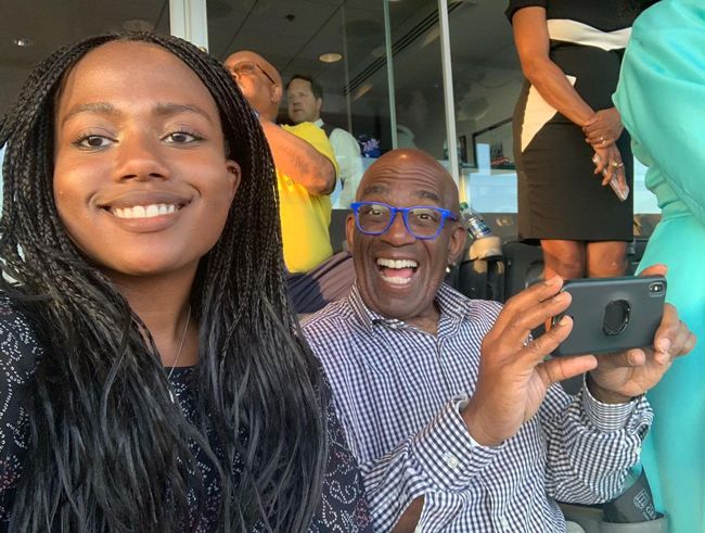 Al Roker with his daughter Leila posing for a selfie