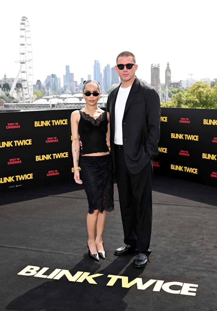 Zoe Kravitz and Channing Tatum attend the photocall of "Blink Twice" at IET London on August 18, 2024 in London, England