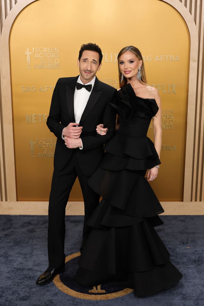 Adrien Brody and Georgina Chapman attend the 31st Annual Screen Actors Guild Awards at Shrine Auditorium and Expo Hall on February 23, 2025 in Los Angeles, California