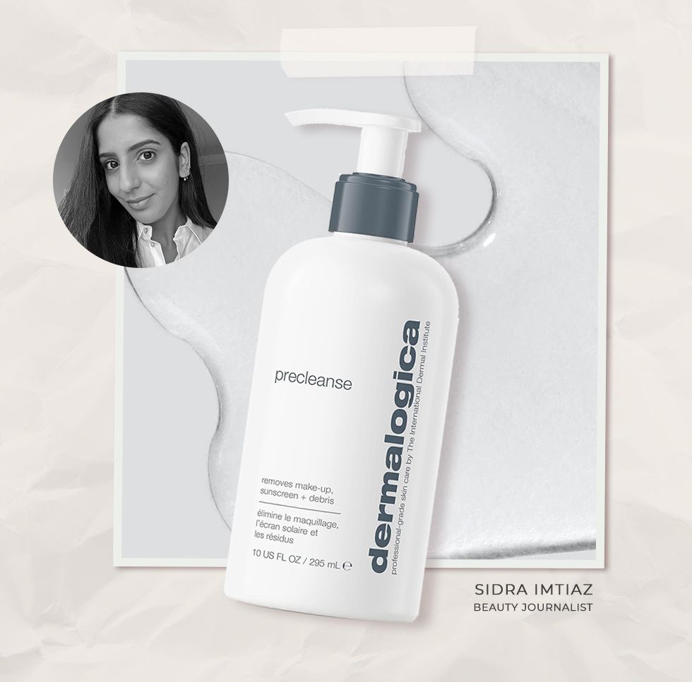 collage of headshot and dermalogica cleanser
