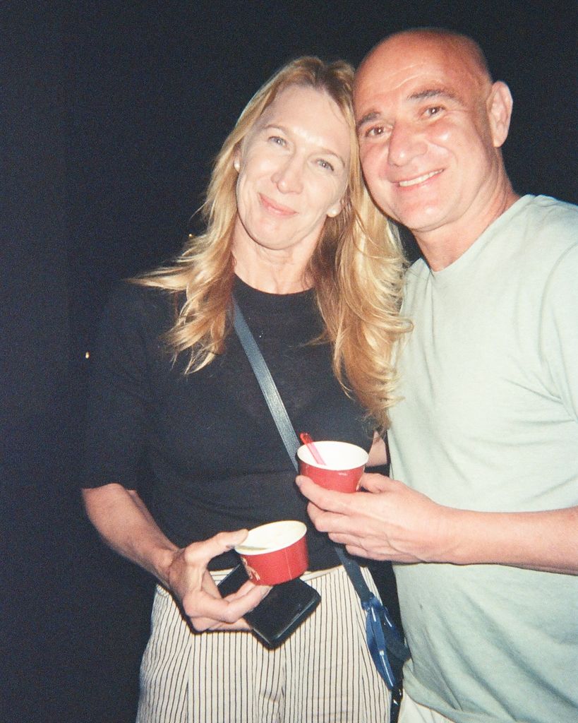 steffi graf and andre agassi posing with ice cream 