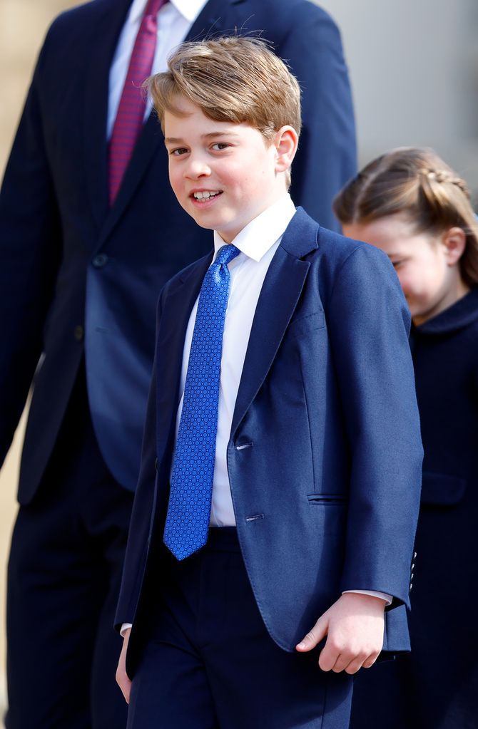 Prince George smiling at Easter Sunday service