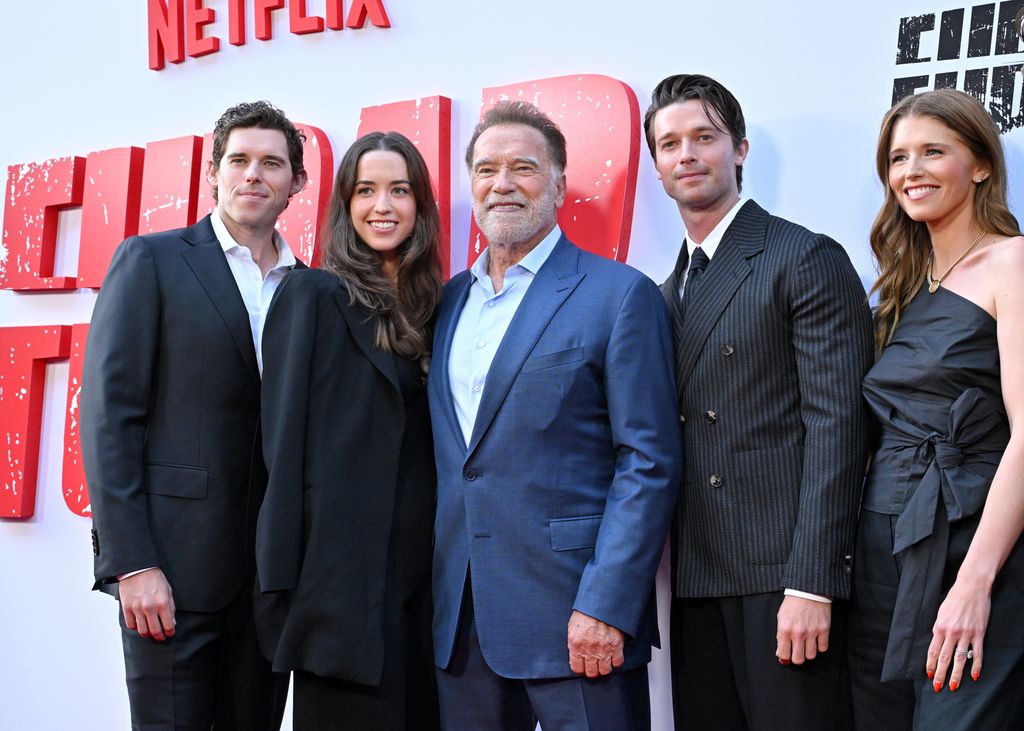 Christopher Schwarzenegger, Christina Schwarzenegger, Arnold Schwarzenegger, Patrick Schwarzenegger, Katherine Schwarzenegger attend Netflix's "FUBAR" Season 2 Los Angeles Premiere at Netflix Tudum Theater on June 11, 2025 in Los Angeles, California.