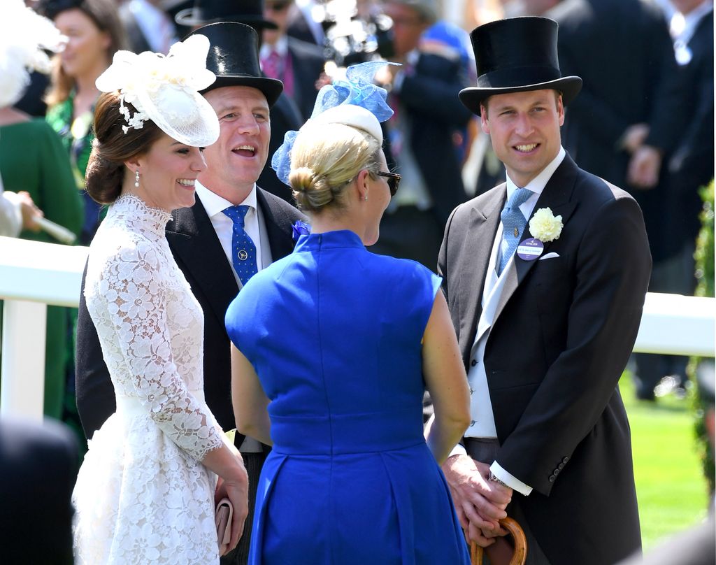 William, Kate, Mike and Zara laughing at Royal Ascot 2017