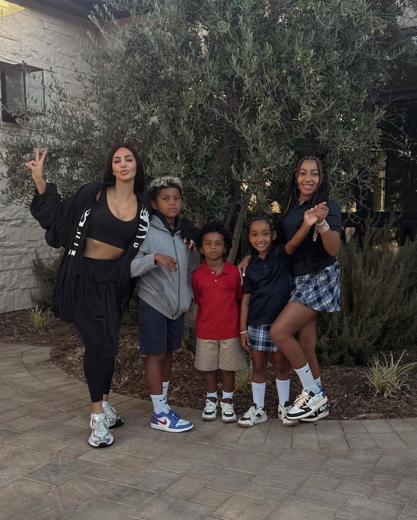 kim kardashian four kids back to school selfie