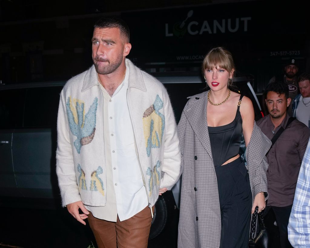 Travis Kelce and Taylor Swift exit car in NYC