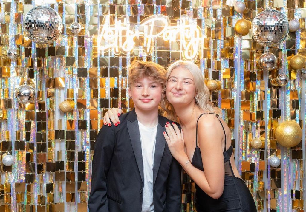 Jamie Oliver's children Buddy and Poppy pose at the birthday party