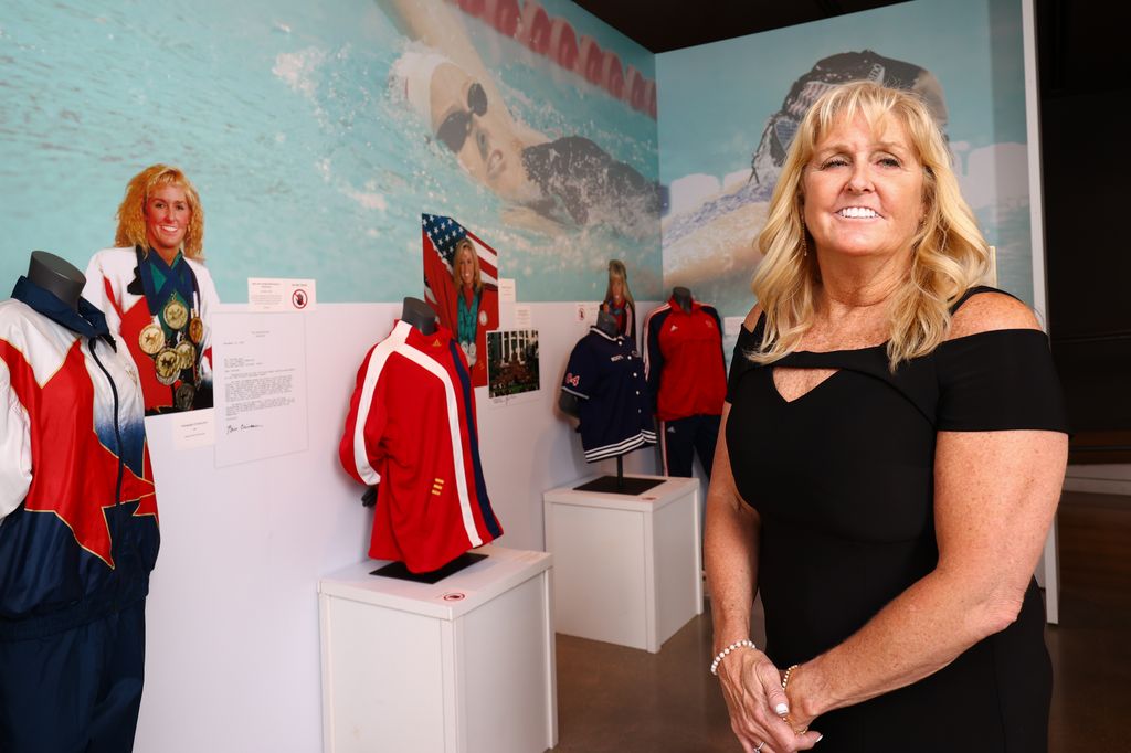 Trischa Zorn-Hudson poses at her exhibit during the 2022 U.S. Olympic & Paralympic Committee Hall Of Fame Ceremony on June 24, 2022 in Colorado Springs, Colorado. (Photo by Justin Tafoya/Getty Images for USOPC)