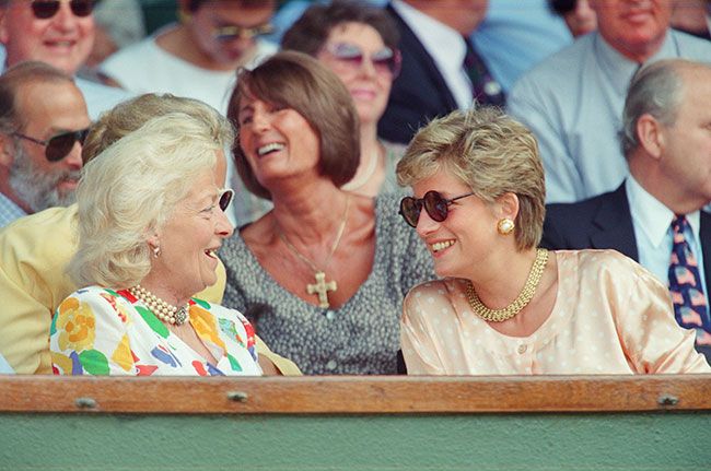 Princess Diana and Frances Shand Kydd at Wimbledon
