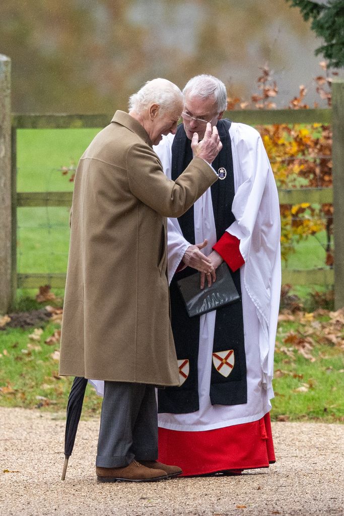 two people chatting outside church