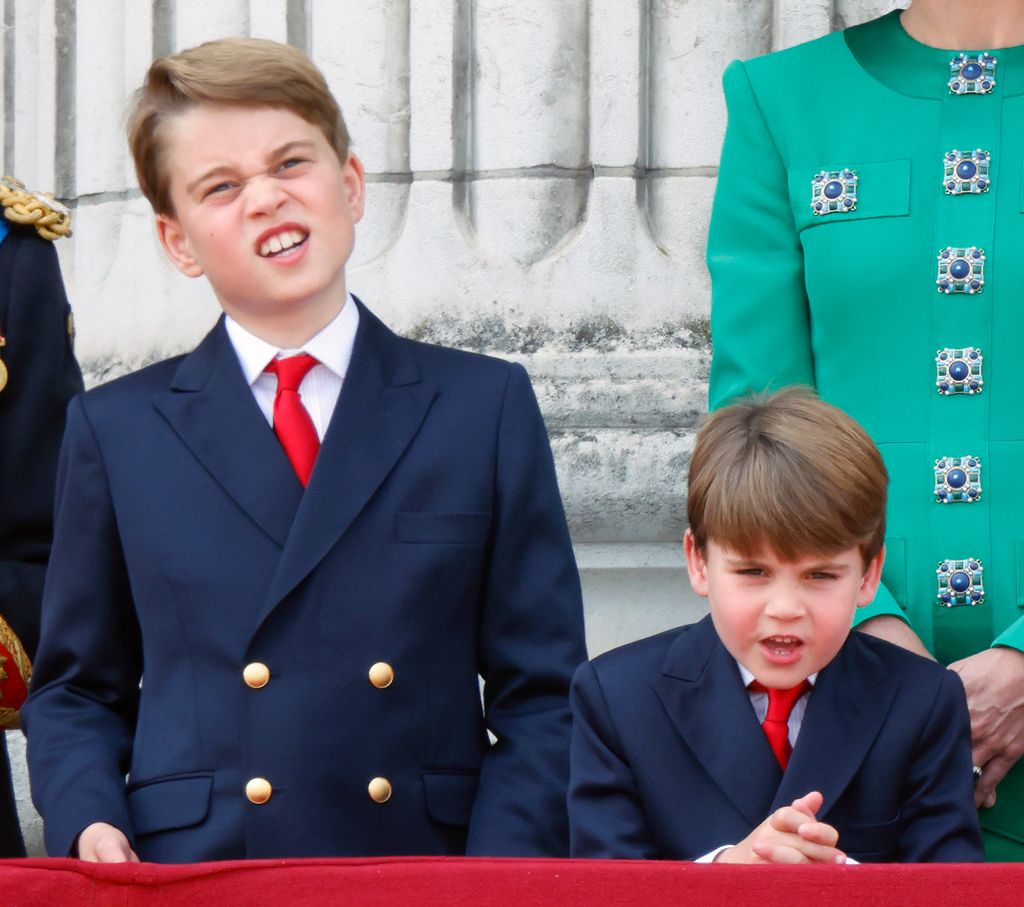 Prince George and Louise on the Buckingham Palace balcony