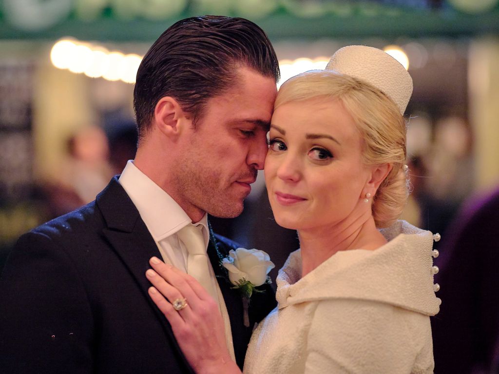 Helen George as Trixie Franklin and Olly Rix as Matthew Aylward in Call the Midwife