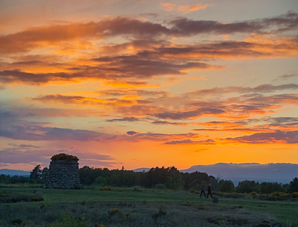 Culloden battlefield at sunset, Inverness, Highland, Scotland, UK  Sunset picture looking north towards Moray Firth. 