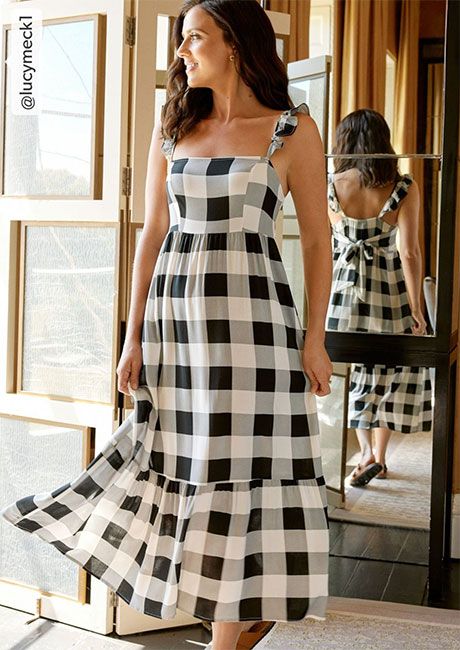 checked dress new look