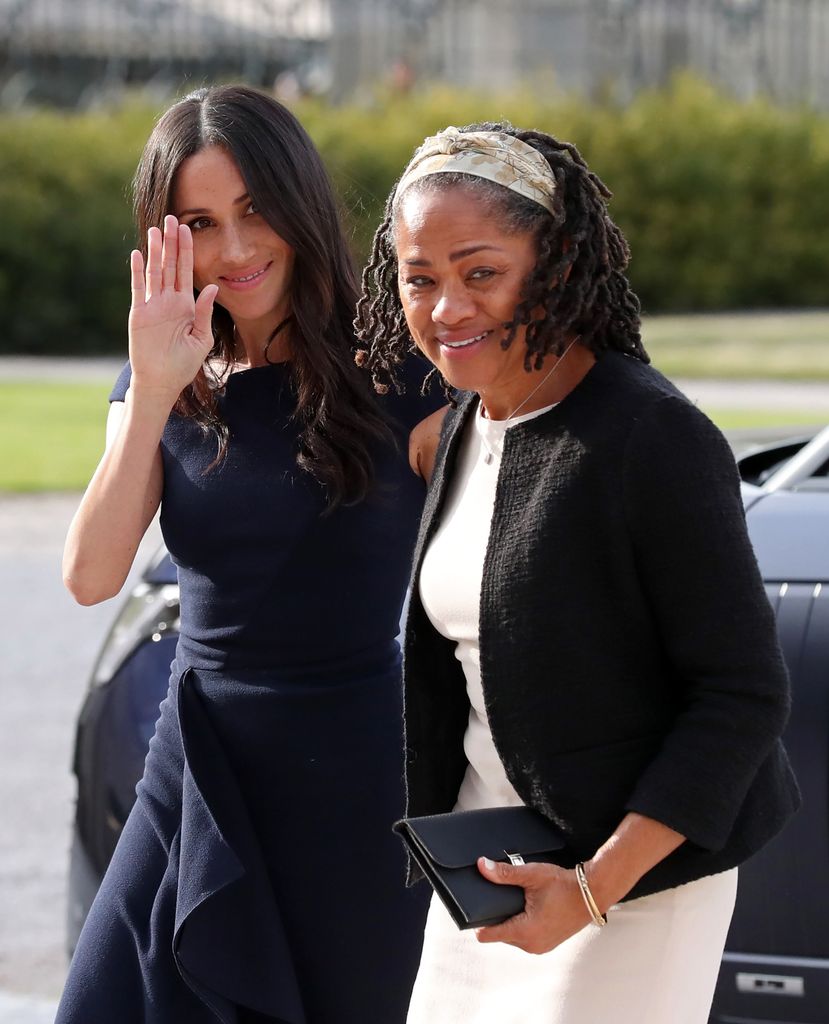 US actress and fiancee of Britain's Prince Harry Meghan Markle arrives with her mother Doria Ragland at Cliveden House hotel in the village of Taplow near Windsor on May 18, 2018, the eve of her wedding to Britain's Prince Harry. - Britain's Prince Harry and US actress Meghan Markle will marry on May 19 at St George's Chapel in Windsor Castle