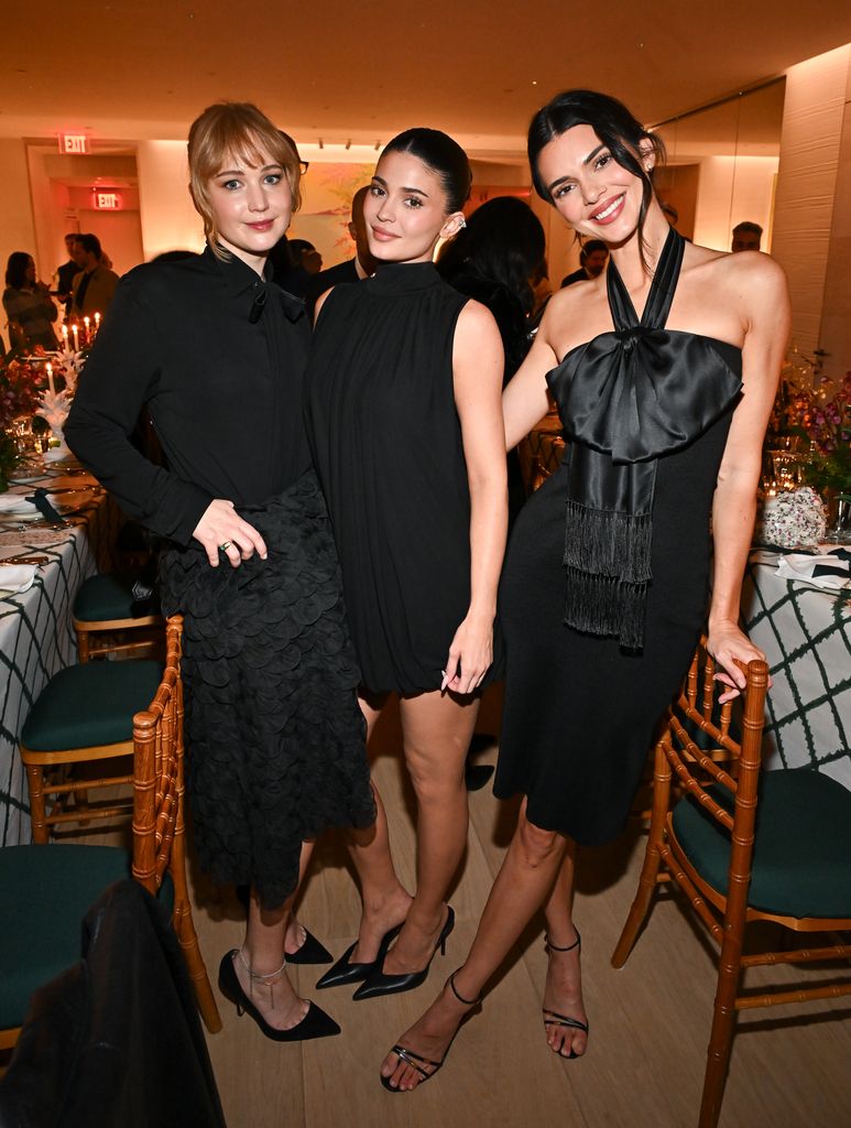 Jennifer Lawrence, Kylie Jenner and Kendall Jenner at the Dior VIP Dinner held at the Dior Flagship Store on November 11, 2025 in Beverly Hills, California. (Photo by Michael Buckner/WWD via Getty Images)