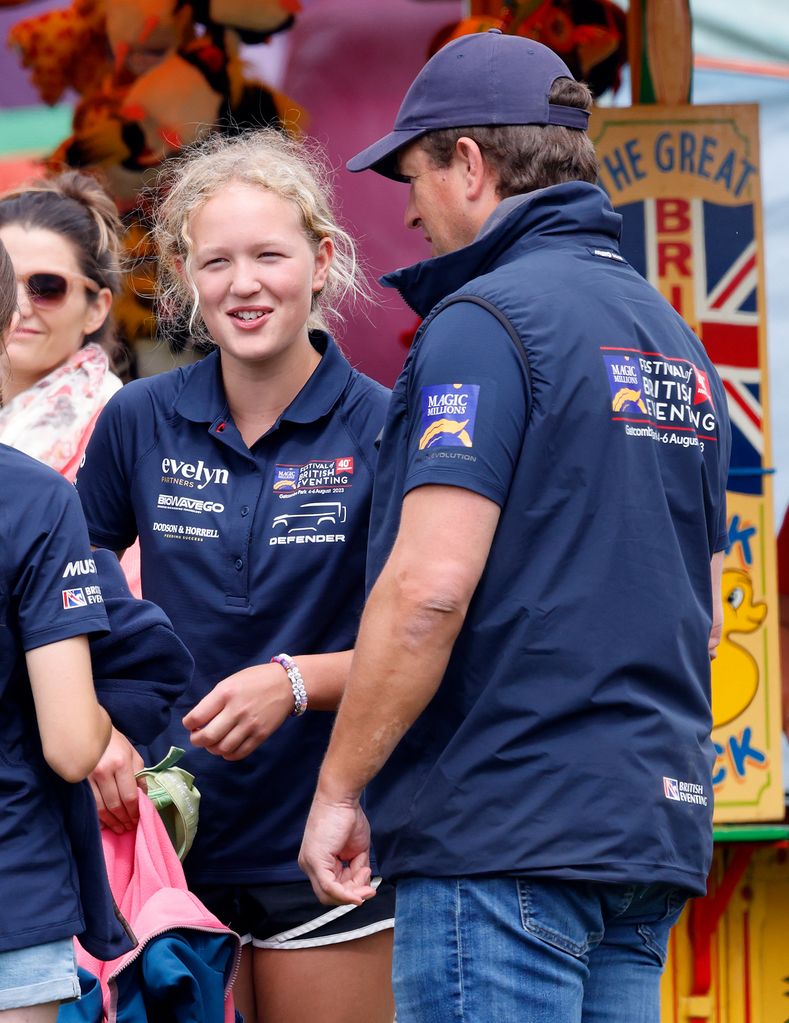 STROUD, UNITED KINGDOM - AUGUST 04: (EMBARGOED FOR PUBLICATION IN UK NEWSPAPERS UNTIL 24 HOURS AFTER CREATE DATE AND TIME) Savannah Phillips and Peter Phillips attend day 1 of the 2023 Festival of British Eventing at Gatcombe Park on August 4, 2023 in Stroud, England. (Photo by Max Mumby/Indigo/Getty Images)