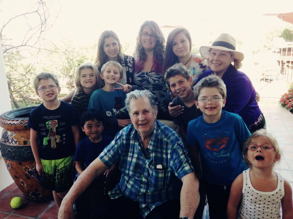 Brian Wilson with his family including children and grandkids in 2015