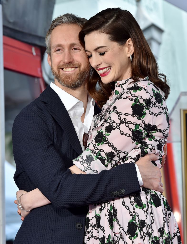 Anne Hathaway and Adam Shulman attend the ceremony honoring Anne Hathaway with star on the Hollywood Walk of Fame on May 09, 2019 in Hollywood, California.