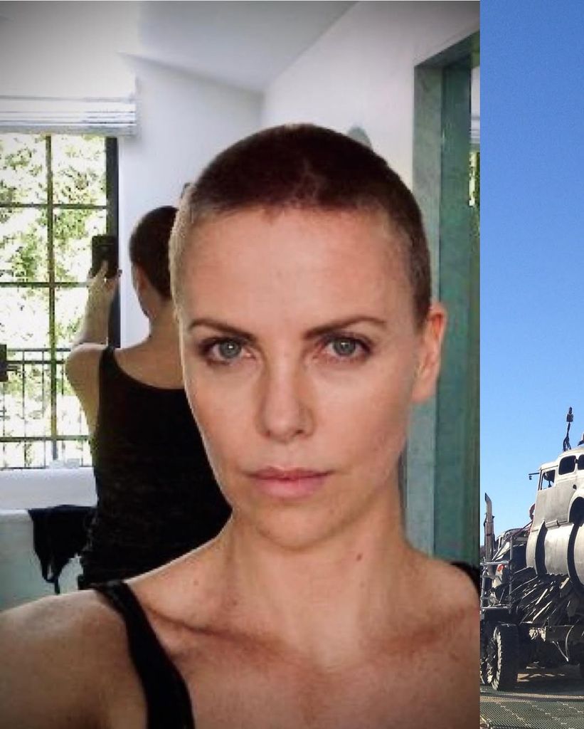 Charlize Theron shares a photo from the set of 2015's "Mad Max: Fury Road" on Instagram