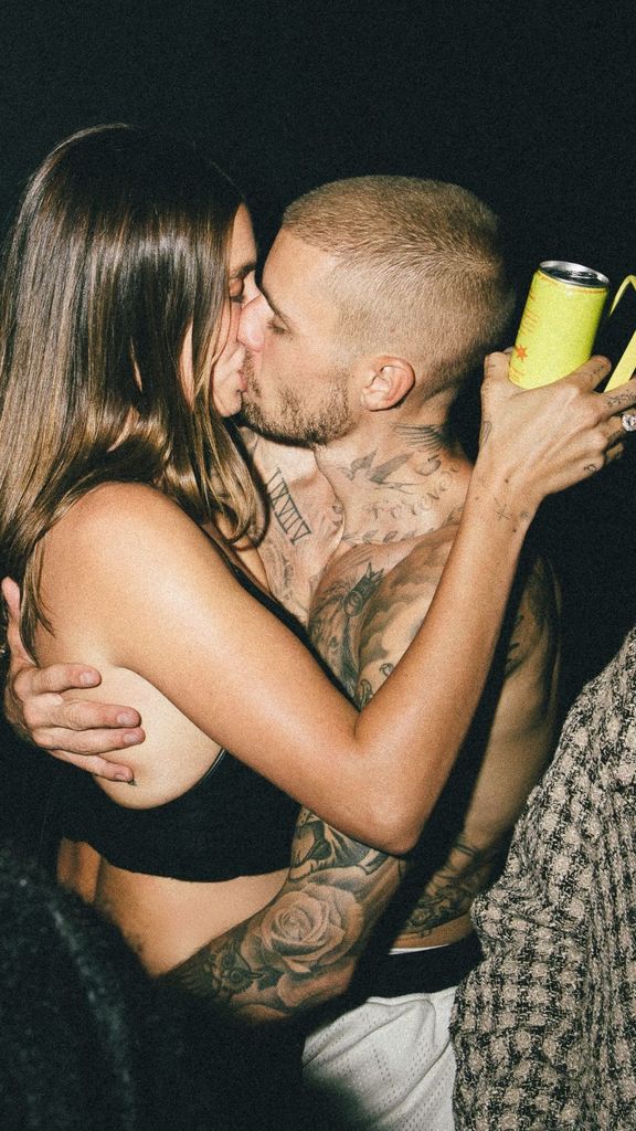Hailey and Justin sharing passionate kiss