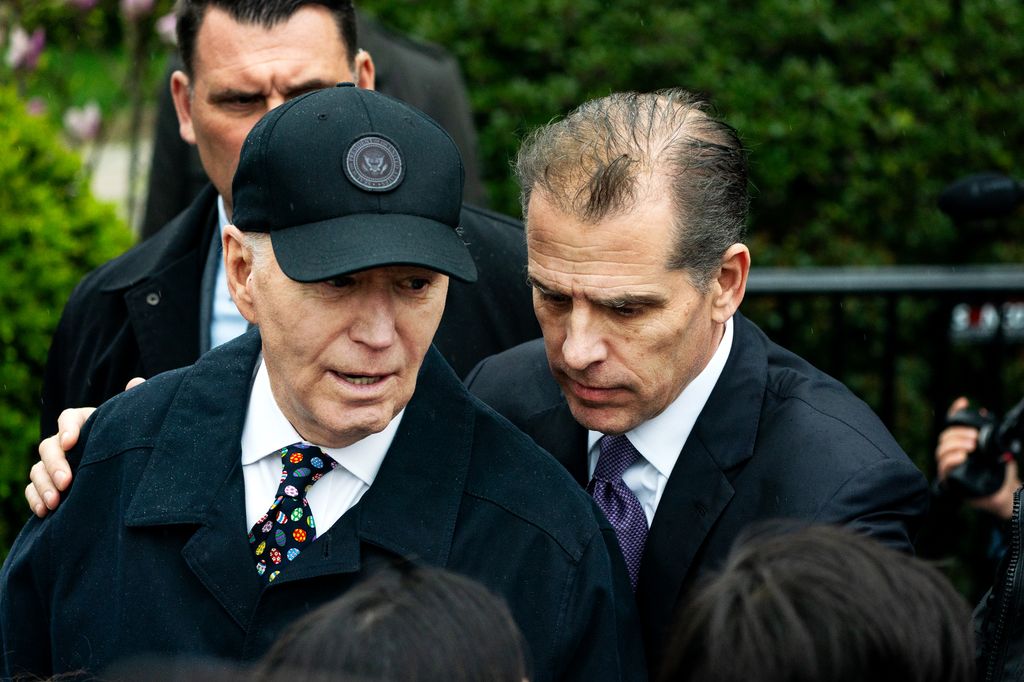 President Joe Biden and his son Hunter Biden during the 2024 White House Easter Egg Roll on the South Lawn of the White House, Monday, April 1, 2024.