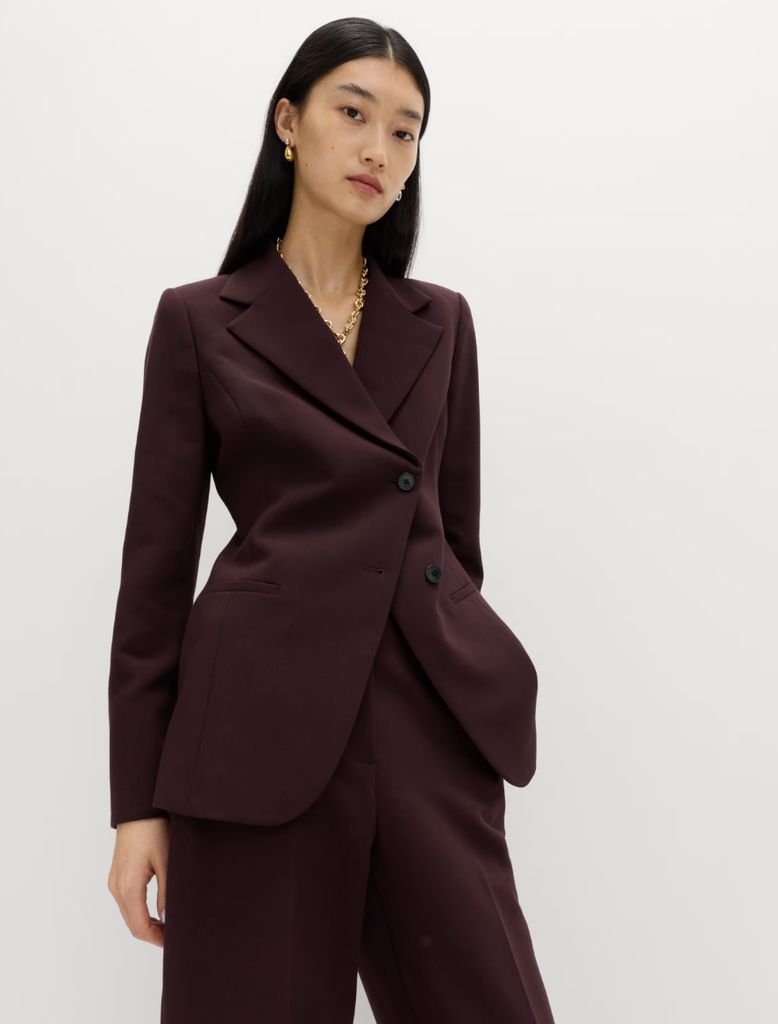Tailored Cinched Asymmetric Single Breasted Blazer
