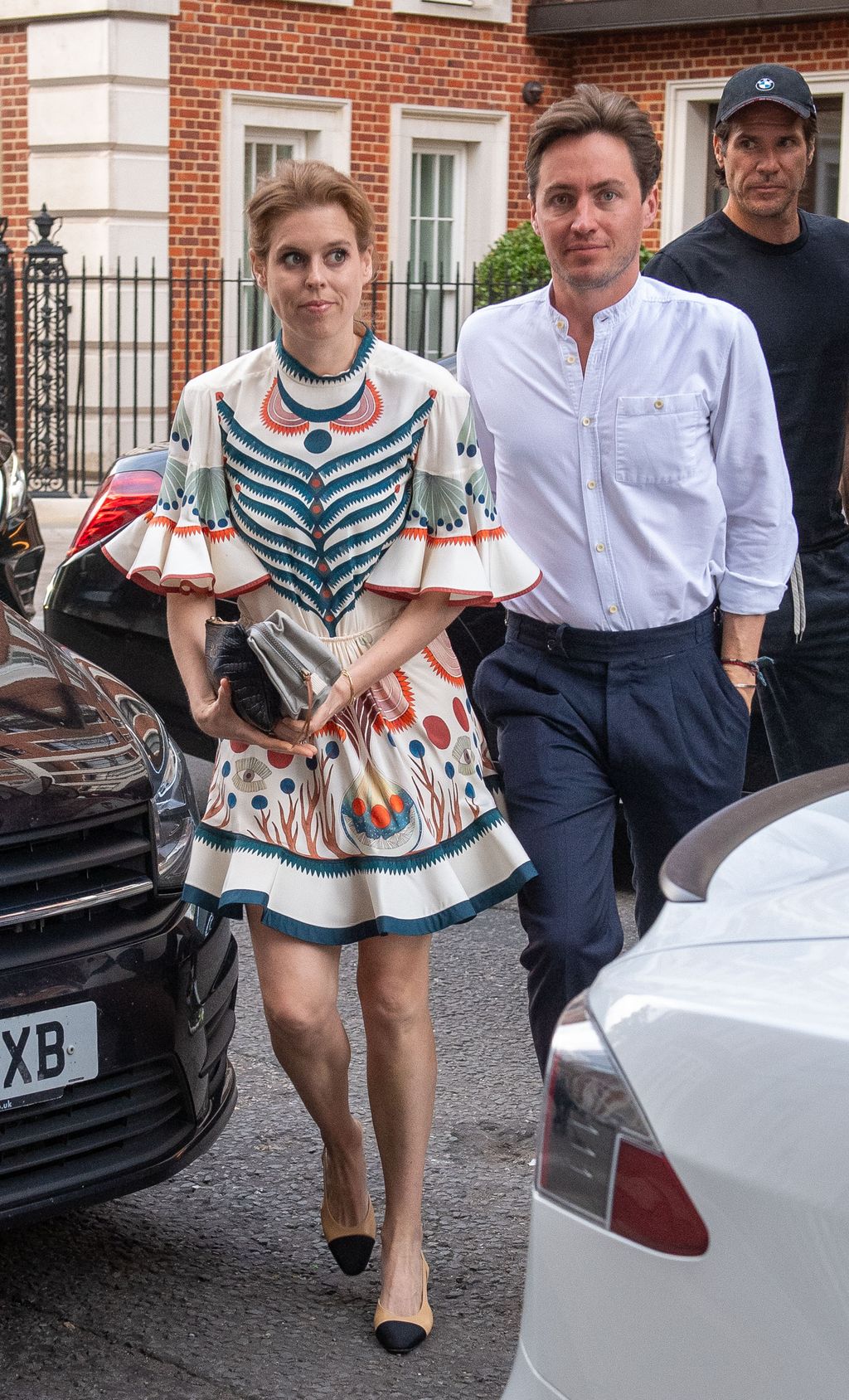 Princess Beatrice and Edoardo Mapelli Mozzi arrive at The Twenty Two Hotel for a dinner hosted by the hotel owner Jamie Reuben.