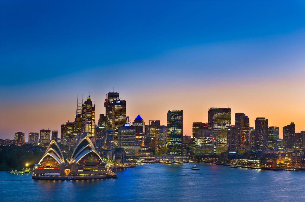 Australia, New South Wales, Sydney, The Sydney Opera House by the architec JÃ¸rn Utzon listed World Heritage by UNESCO and the bay of Circular Quay