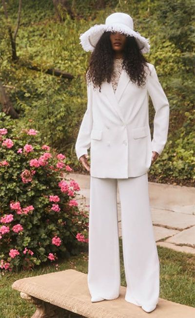 White Pants Suit for Women, White Formal Pantsuit for Women, Civil Wedding  Suit for Bride, Bridal Pantsuit Set With Trousers and Blazer - Etsy