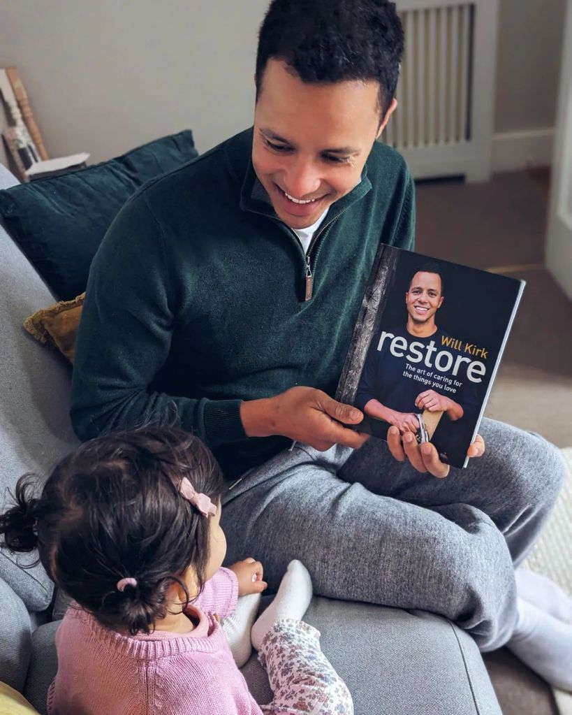 Will Kirk from The Repair Shop unveiling copy of book Restore to young daughter