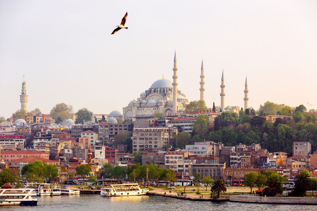 Istanbul cityscape including Blue Mosque