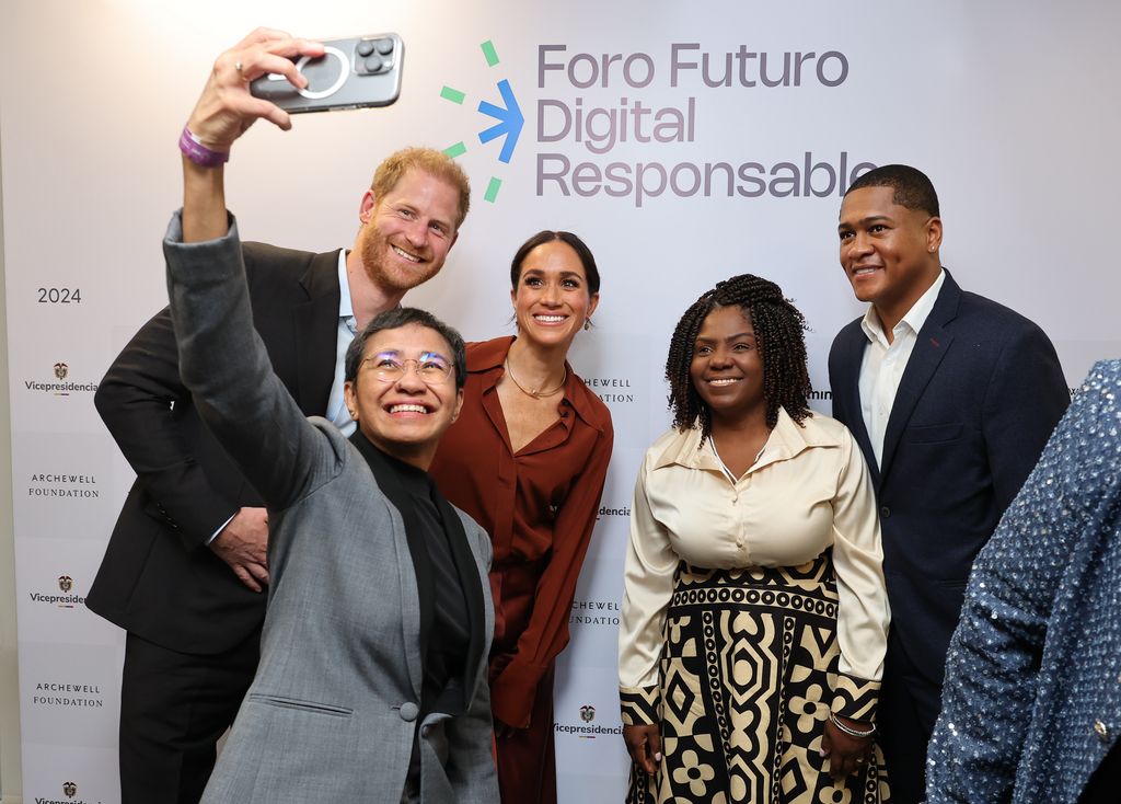 Prince Harry, Duke of Sussex, Maria Ressa, Meghan, Duchess of Sussex, Colombia Vice President Francia MÃ¡rquez and Yerney Pinillo