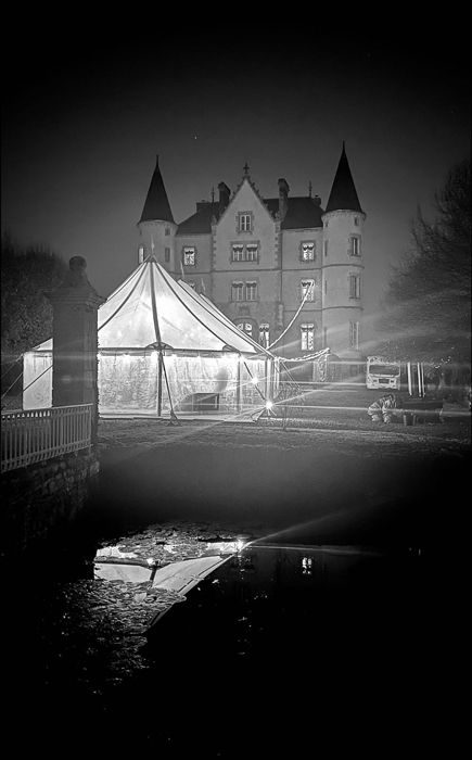 Chateau De La Motte Husson exterior with tent