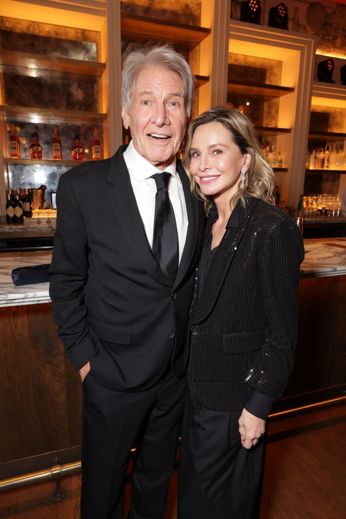 LOS ANGELES, CALIFORNIA - JANUARY 15: Harrison Ford (L) and Calista Flockhart seen at the Apple TV+ Emmy Awards post ceremony reception at Mother Wolf on January 15, 2024 in Los Angeles, California. (Photo by Eric Charbonneau/Getty Images for Apple TV+)