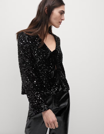 Sequin V-Neck Blouse from M&S