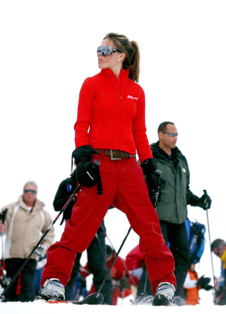 Victoria Beckham skiing in Verbier in 2004 VICTORIA BECKHAM SKIING ON HER BIRTHDAY IN VERBIER, SWITZERLAND - 17 APR 2004