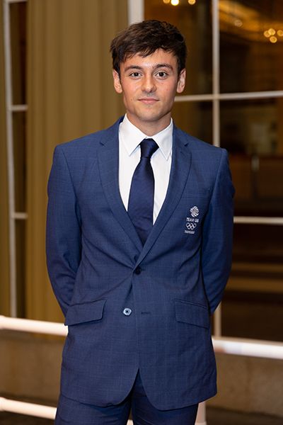 Tom Daley in a blue suit