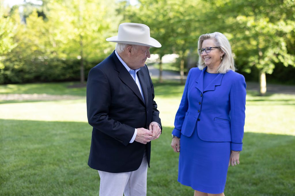 Congresswoman Liz Cheney with her dad former Vice President Dick Cheney at his house in Virginia